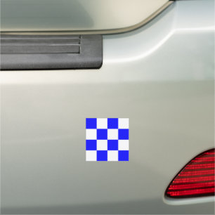 NOVEMBER Blue White Checkered Square Car Magnet