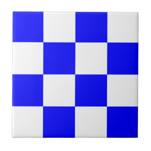 NOVEMBER Blue White Checkered Square Ceramic Tile