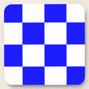 NOVEMBER Blue White Checkered Square Coaster