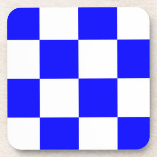 NOVEMBER Blue White Checkered Square Coaster