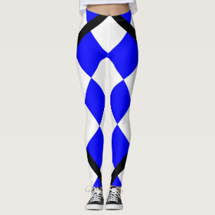 NOVEMBER Blue White Checkered Square Leggings