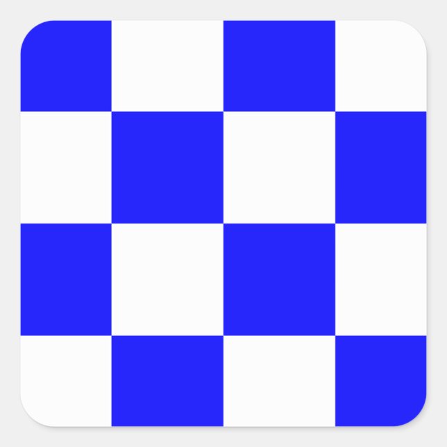 NOVEMBER Blue White Checkered Square Square Sticker (Front)