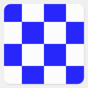 NOVEMBER Blue White Checkered Square Sticker