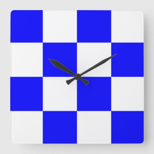 NOVEMBER Blue White Checkered Square Wall Clock