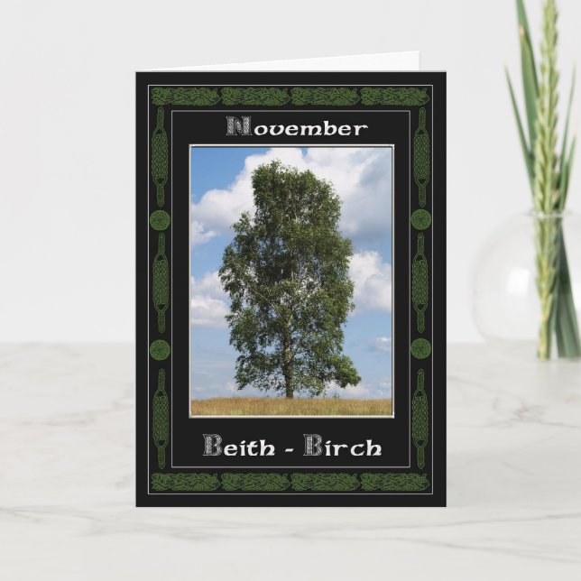 November Celtic Druid Birthday Tree Symbols Card (Front)