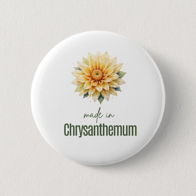 November Chrysanthem  Birth Flower Flat Thank You  Button (Front)