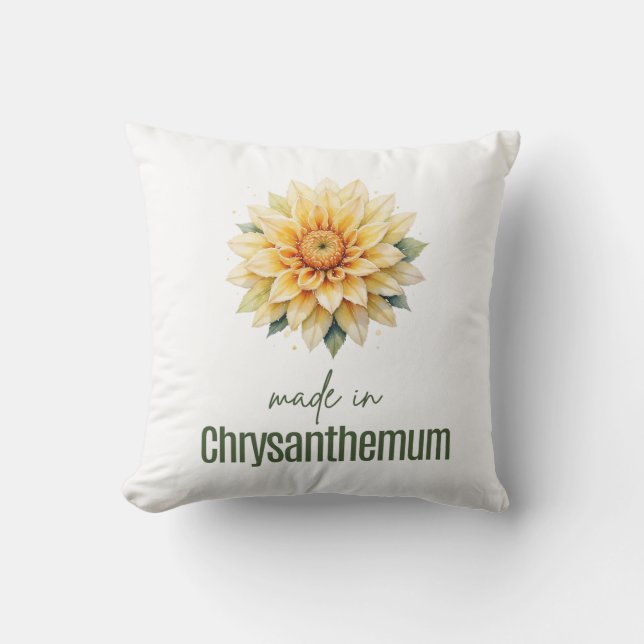 November Chrysanthemu Birth Flower Flat Thank You  Throw Pillow (Front)