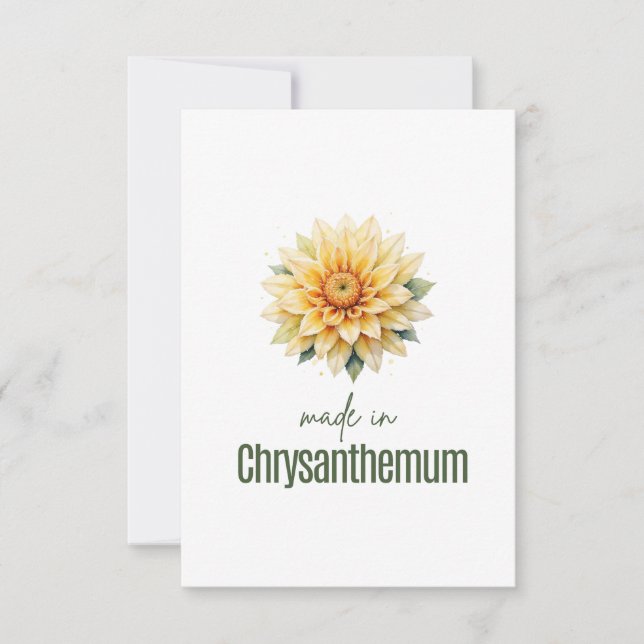November Chrysanthemum  Birth FlowerThank You Card (Front)
