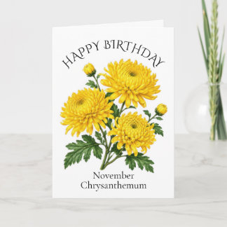 November Chrysanthemum Birthday Card