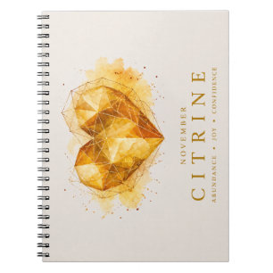 November Citrine Heart Birthstone Notebook