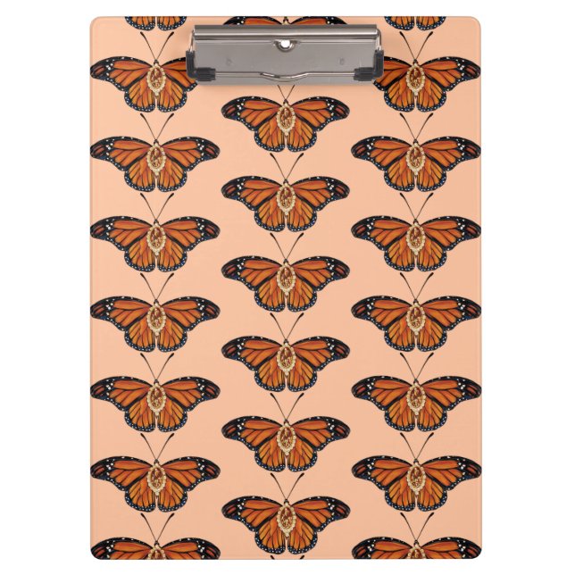 November Citrine Monarch Butterfly Pattern Design Clipboard (Front)