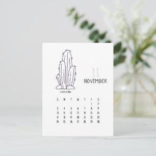 November Customizable Cactus 2024 Calendar Card