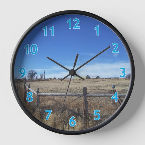 November Dry Grass Ranch Clock