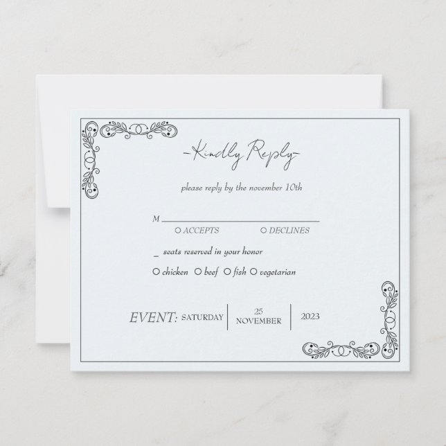 "November Elegance" Customizable Wedding RSVP Invitation (Front)