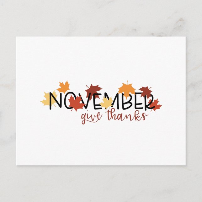 November Give Thanks Postcard (Front)