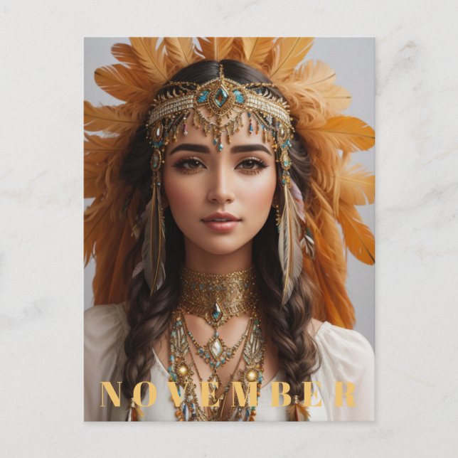 *~* NOVEMBER Golden Topaz  AP53 Boho Birthstone Postcard (Front)