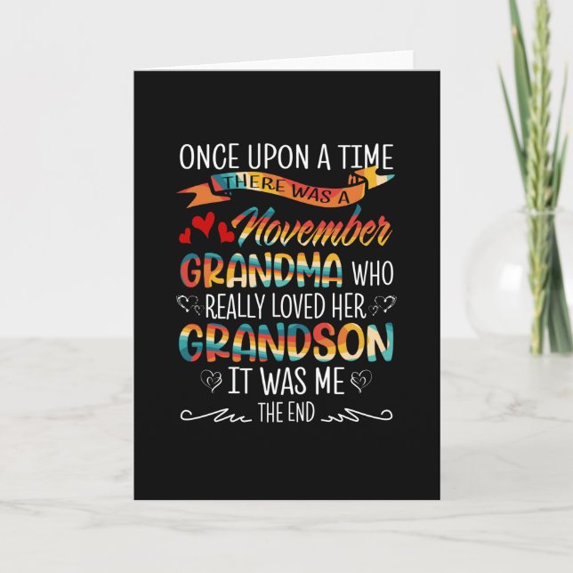 November Grandma Who Really Loved Her Grandsons Card (Front)