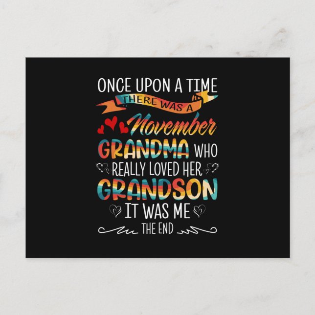 November Grandma Who Really Loved Her Grandsons Postcard (Front)