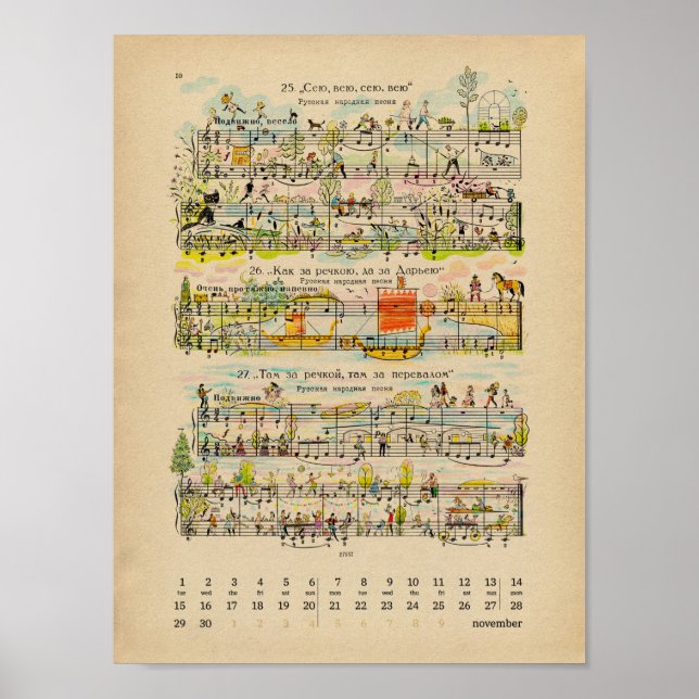 November Happy Notes Calendar 2022 Poster (Front)