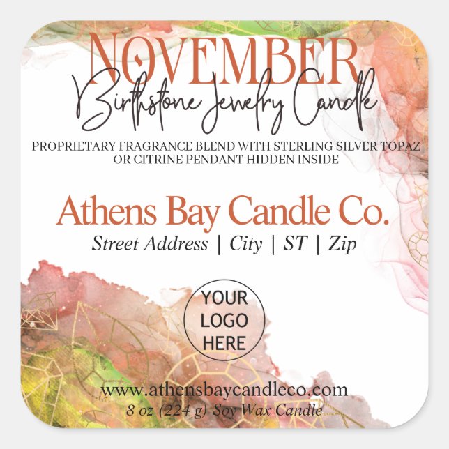 November Hidden Jewelry Candle Product Label (Front)