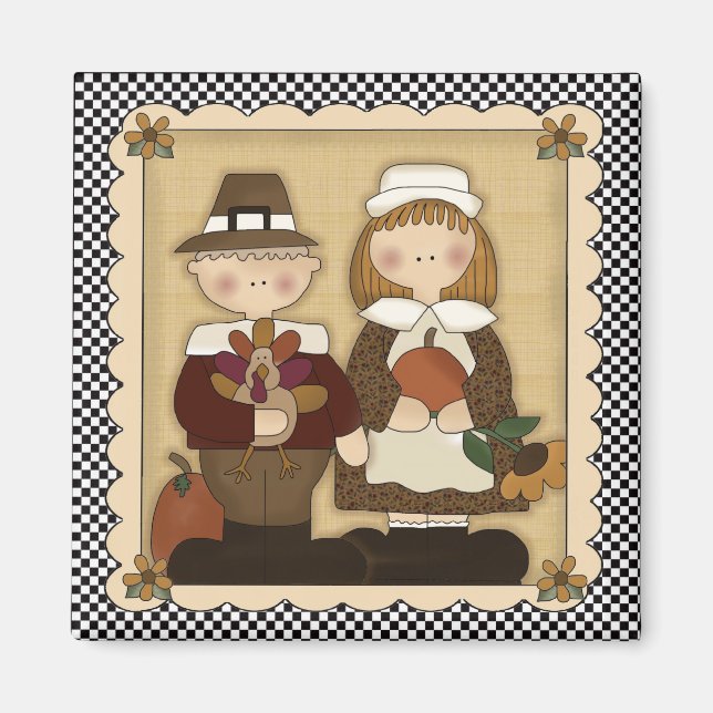 November Holiday Pilgrim Thanksgiving Magnet (Front)