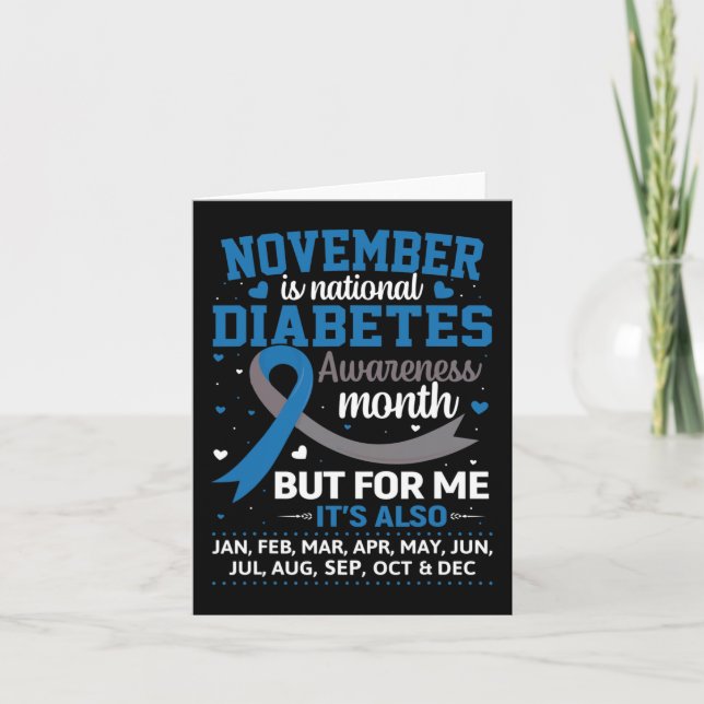November is Diabetes Awareness Month Blue and Gray Card (Front)