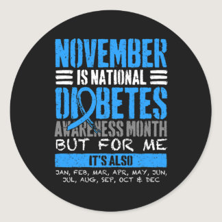 November is Diabetes Awareness Month Blue  Classic Round Sticker