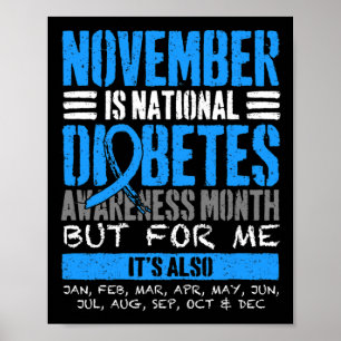 November Is Diabetes Awareness Month Blue  Poster