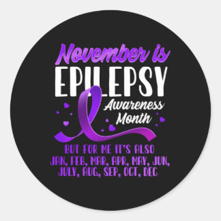 November Is Epilepsy Awareness Month Ribbon Classic Round Sticker