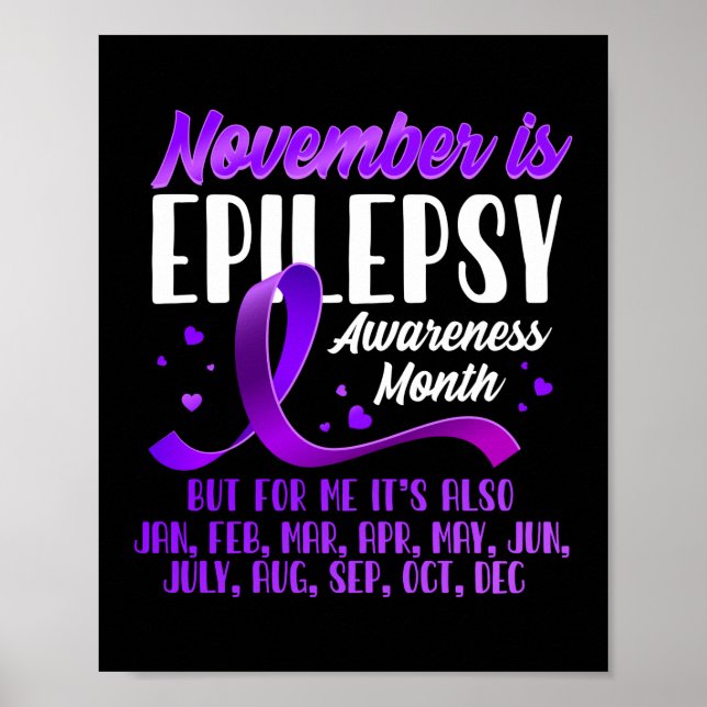 November Is Epilepsy Awareness Month Ribbon Poster (Front)