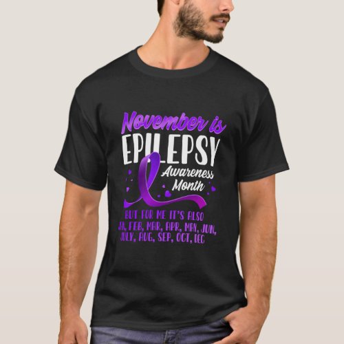 November Is Epilepsy Awareness Month Ribbon T_Shirt