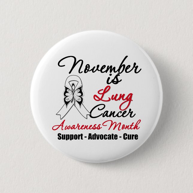 November is Lung Cancer Awareness Month Pinback Button (Front)