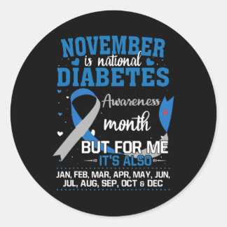 November is National Diabetes Awareness Month Classic Round Sticker