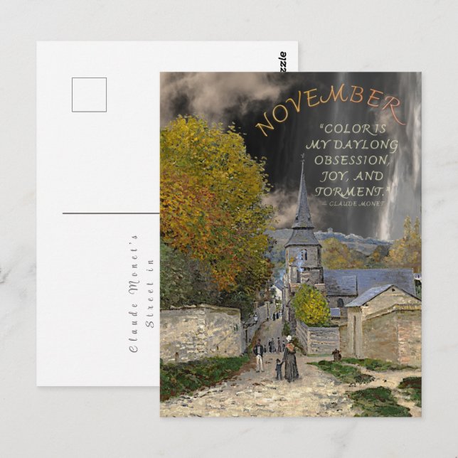 November Month Monet Art Quote Postcard (Front/Back)