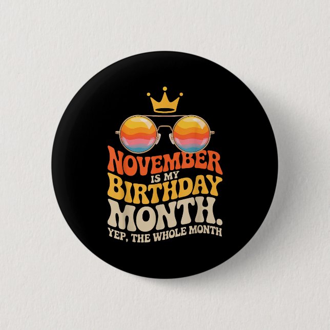November My Birthday For New Year 2026  Button (Front)