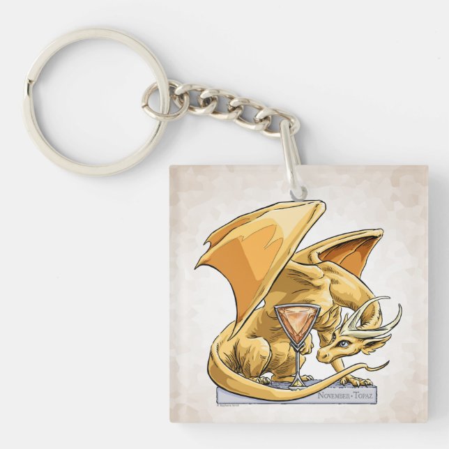 November’s Birthstone Dragon: Topaz Keychain (Front)