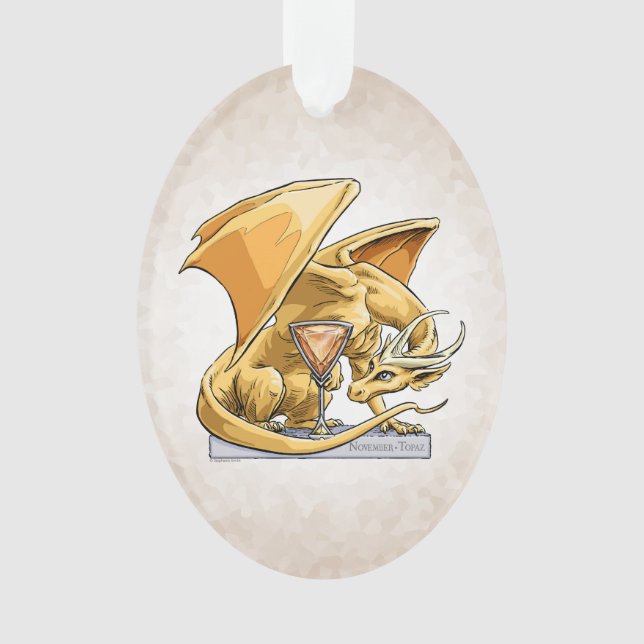 November’s Birthstone Dragon: Topaz Ornament (Front)
