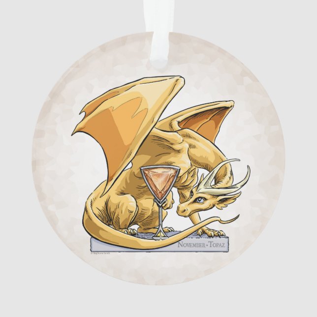 November’s Birthstone Dragon: Topaz Ornament (Back)