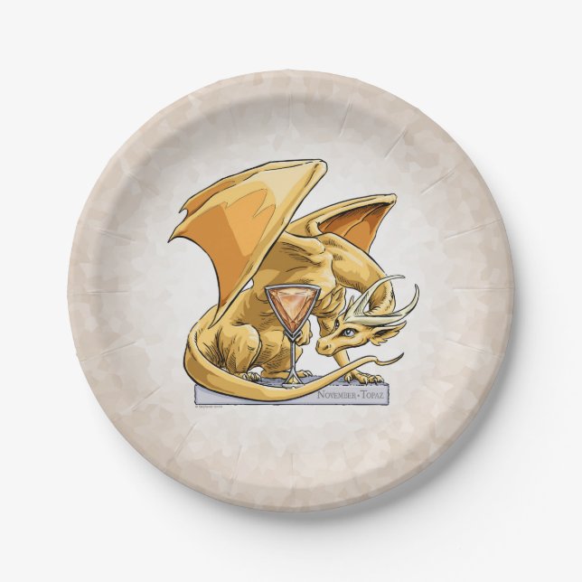 November’s Birthstone Dragon: Topaz  Paper Plates (Front)