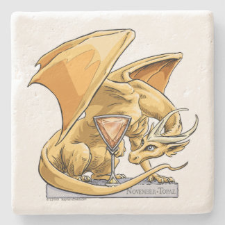 November’s Birthstone Dragon: Topaz Stone Coaster