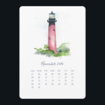 November Stand Alone Calendar Lighthouse<br><div class="desc">Add a nautical touch to your workspace with this November 2025 calendar card from my 2025 calendar collection. Featuring my original watercolor of the Jupiter, Florida Lighthouse, this cute stand-alone calendar is perfect for keeping your desk organized and stylish. Display it as an easel desk calendar or in a photo...</div>