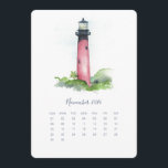 November Stand Alone Calendar Lighthouse<br><div class="desc">Add a nautical touch to your workspace with this November 2025 calendar card from my 2025 calendar collection. Featuring my original watercolor of the Jupiter, Florida Lighthouse, this cute stand-alone calendar is perfect for keeping your desk organized and stylish. Display it as an easel desk calendar or in a photo...</div>