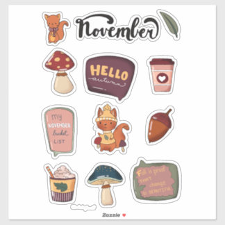 November Sticker Sheet - Squirrels & Cozy Moments