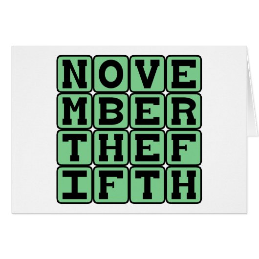 November The Fifth, Guy Fawkes Day Cards (Front Horizontal)