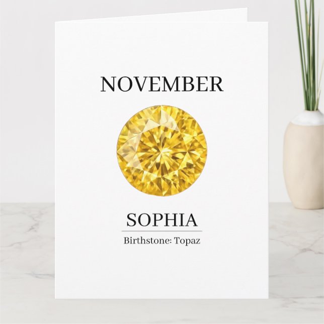 November Topaz Personalized Birthday Card (Front)