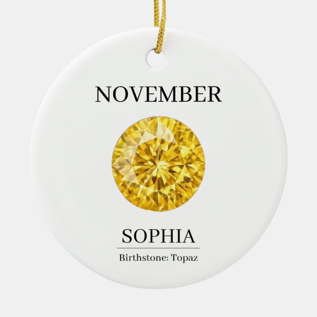November Topaz Personalized Birthday Ceramic Ornament (Front)