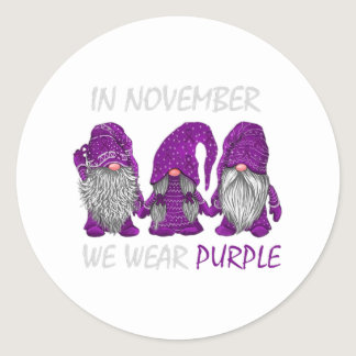 November We Wear Purple - Alzheimerheimer Awarenes Classic Round Sticker