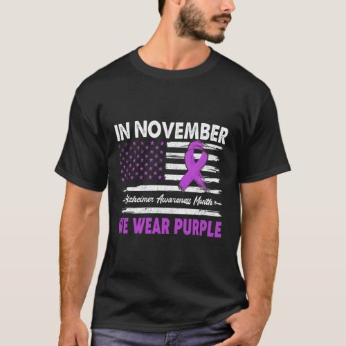 November We Wear Purple Alzheimerheimer Awareness  T_Shirt