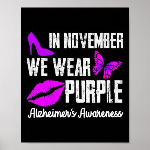 November We Wear Purple Alzheimerheimers Awarenes Poster