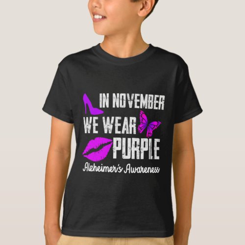 November We Wear Purple Alzheimerheimers Awarenes T_Shirt